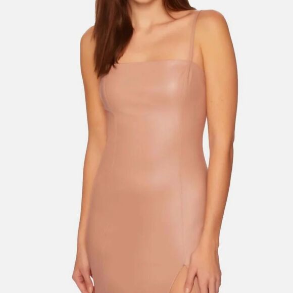 NWT Susana Monaco Faux Leather Dress in Brioche, Small - Picture 3 of 4